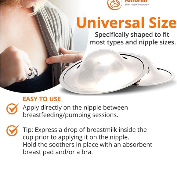 Amorini - Nipple Covers for Breastfeeding Mothers, 925 Silver Nipple Shields - Picture 5 of 7